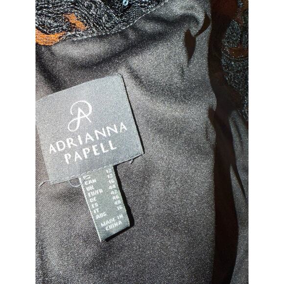 Adrianna Papell Black Gown with Lace Embellishment - Size 12 - Picture 3 of 16